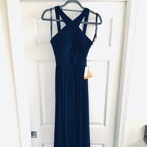Long Navy Peaches Boutique formal gown
